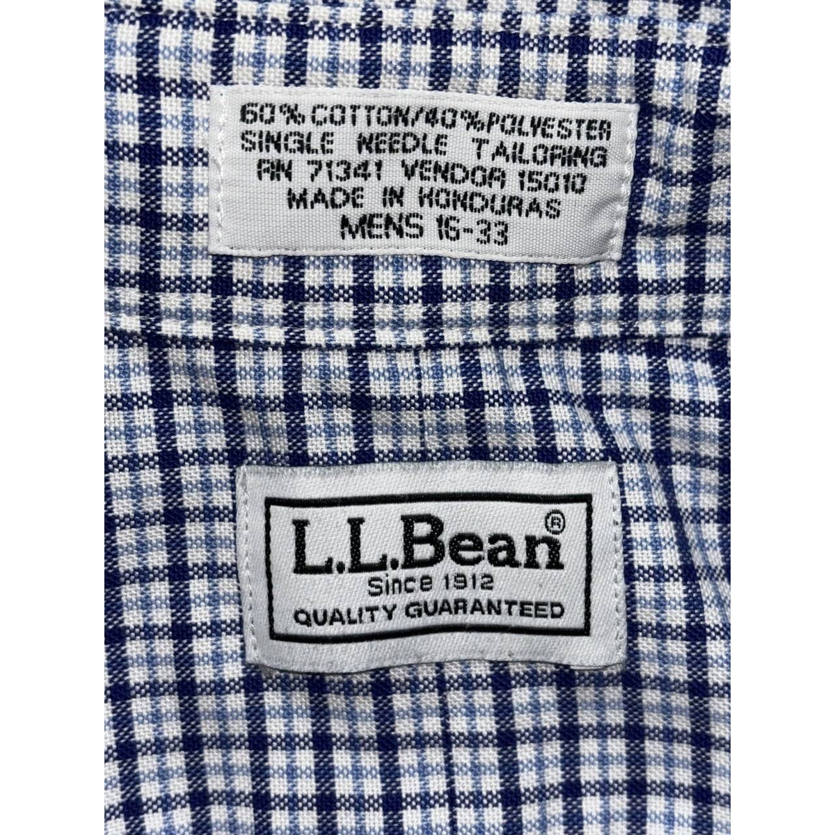 L.L. Bean Men's Blue Check Dress Shirt Size 16-33, photo 8 of 8