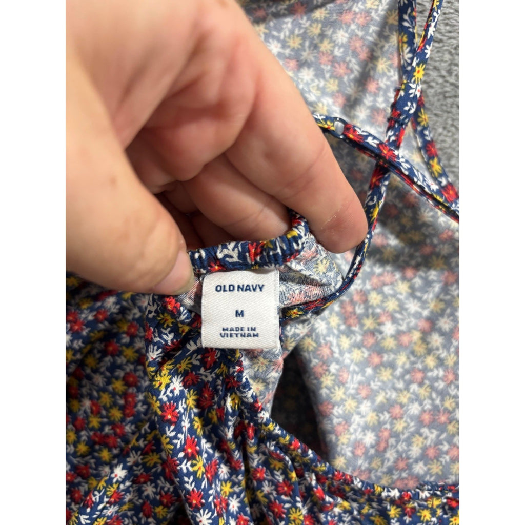 Old Navy M Navy Blue Floral Cami Maxi Dress Womens Boho Casual Ditsy