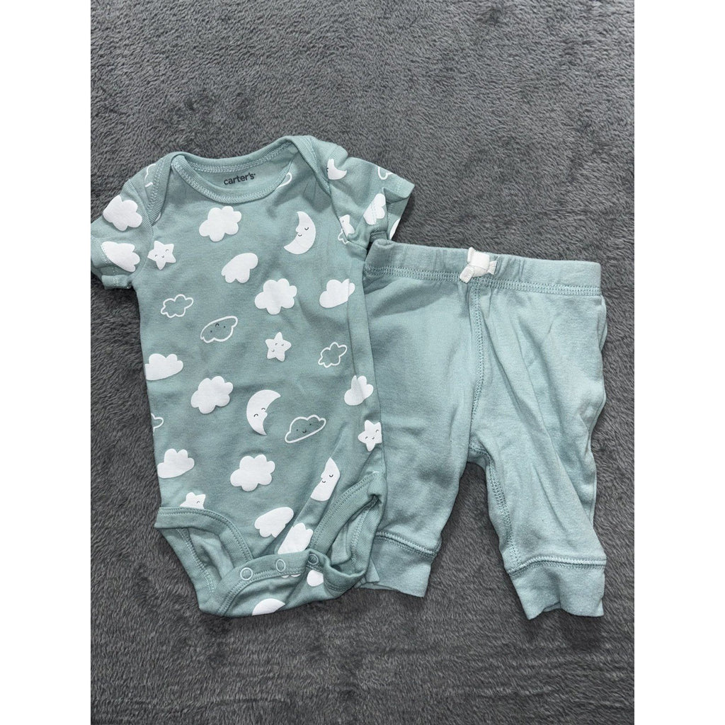 Carter's Baby Boy 3M 6 Piece Bundle Hoodie Sleeper Bodysuits Pants Blue Gray