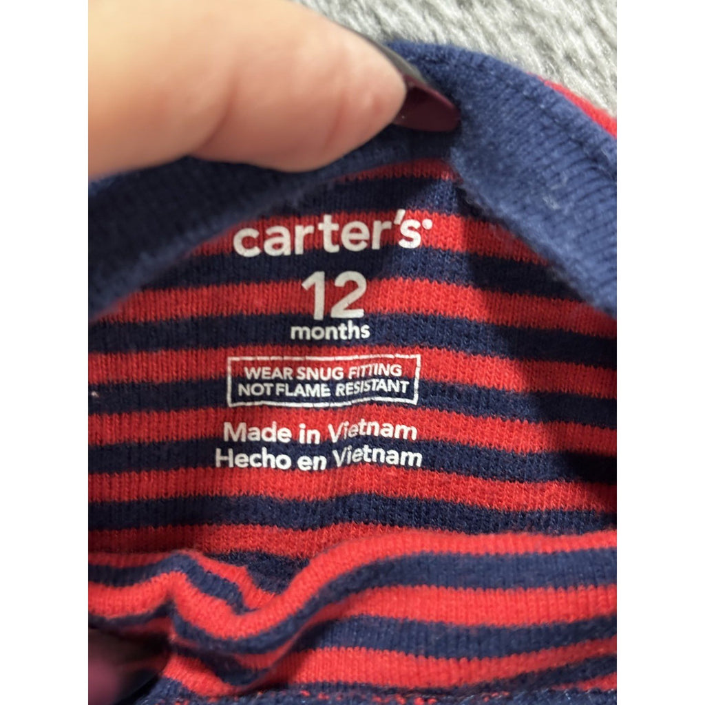 Carter's Baby 12M Football Sleeper, Red Bodysuit and Pajamas 4 Piece Bundle