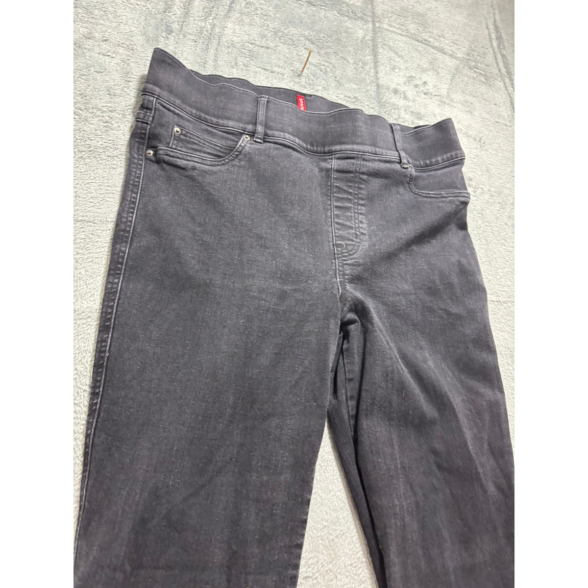Spanx Womens 1X Black Flare Jeans High Rise Pull On Denim Slimming Casual Boho
