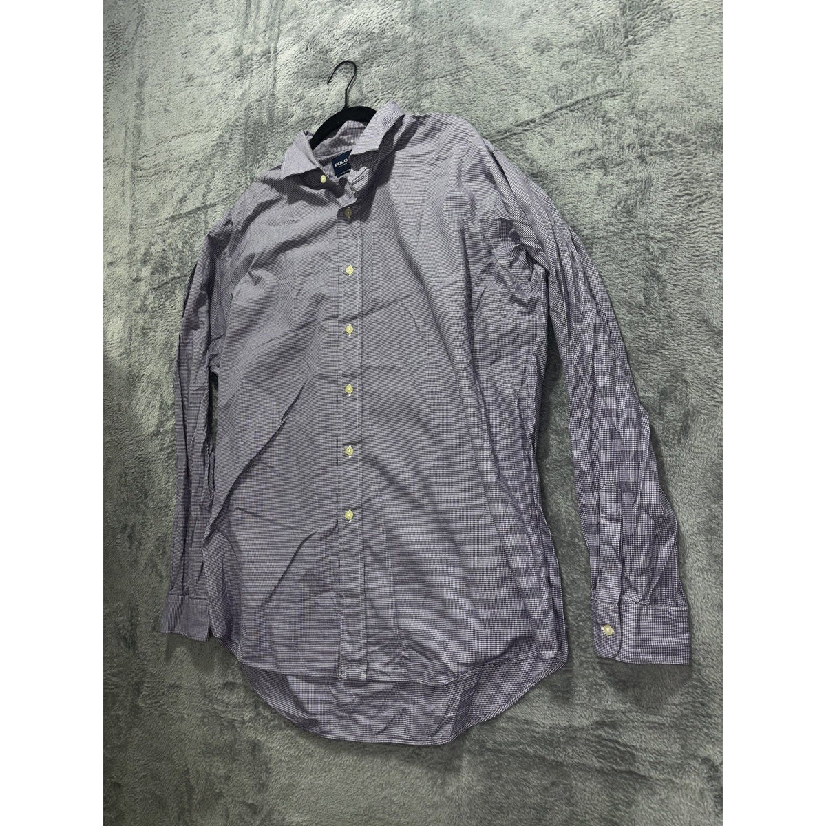 Polo Golf Ralph Lauren Mens L Purple Houndstooth Long Sleeve Button Up Shirt