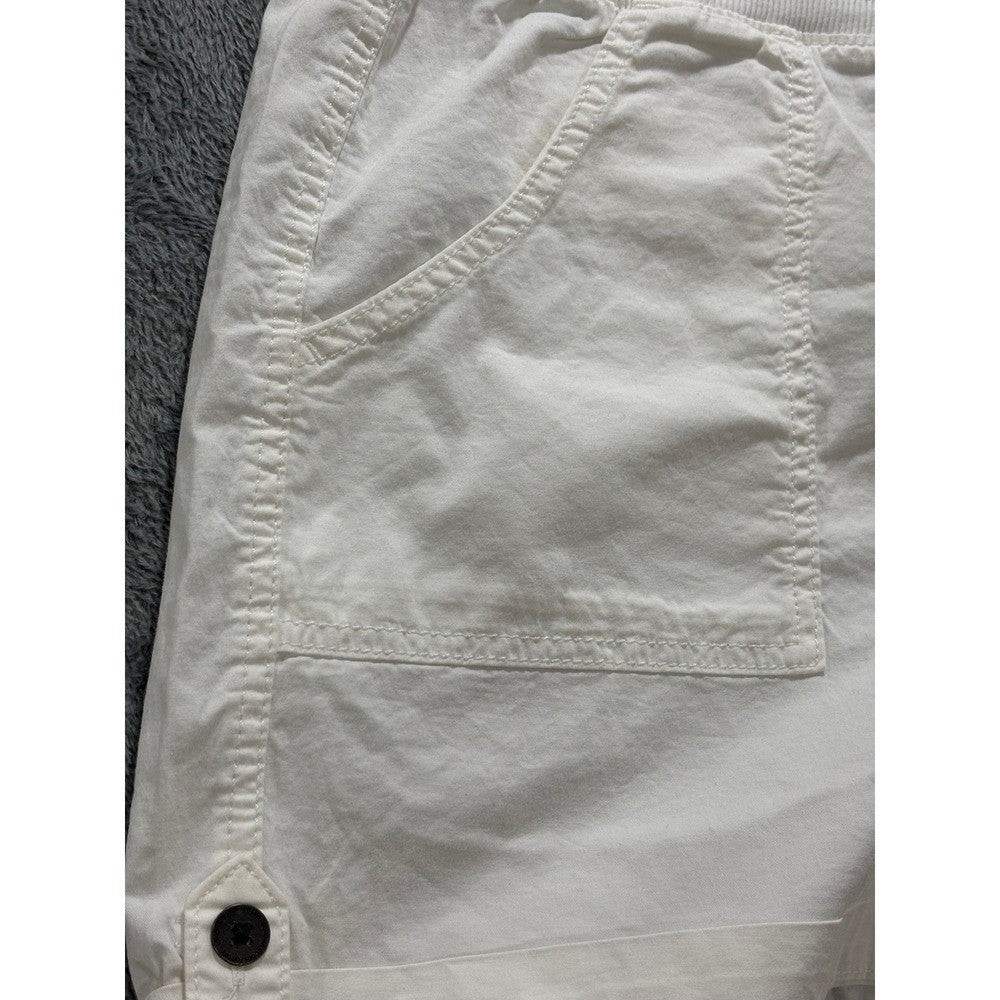 Sonoma 16 Womens White Cargo Shorts Casual Boho Cotton Stretch Drawstring 5"