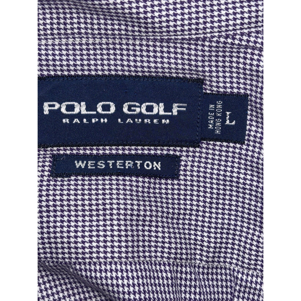 Polo Golf Ralph Lauren Mens L Purple Houndstooth Long Sleeve Button Up Shirt