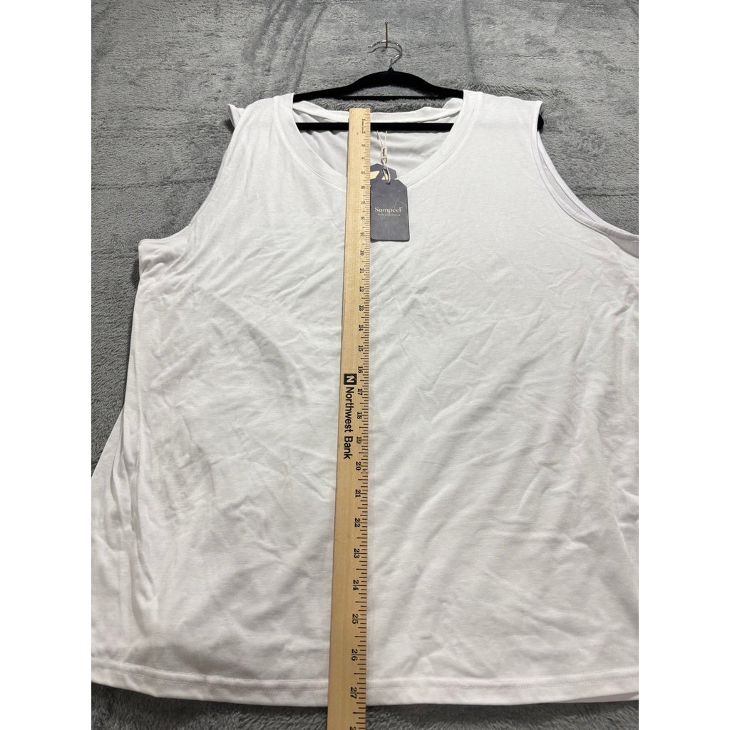 Sampeel 2XL White Womens Tank Top V-Neck Casual Minimalist NWT