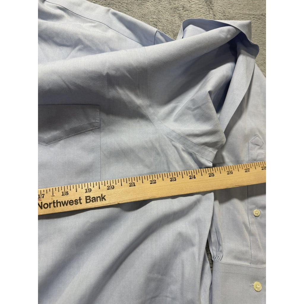 Brooks Brothers Mens 17-4/5 Light Blue Non-Iron Button Down Dress Shirt Preppy