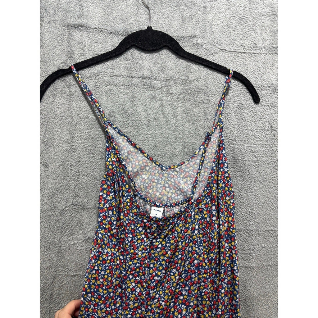 Old Navy M Navy Blue Floral Cami Maxi Dress Womens Boho Casual Ditsy