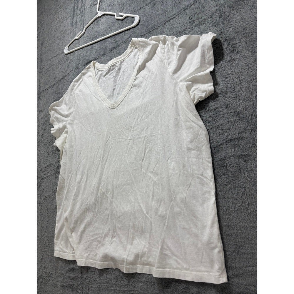 Universal Thread 2X White Womens V-Neck Short Sleeve T-Shirt Casual Minimalist