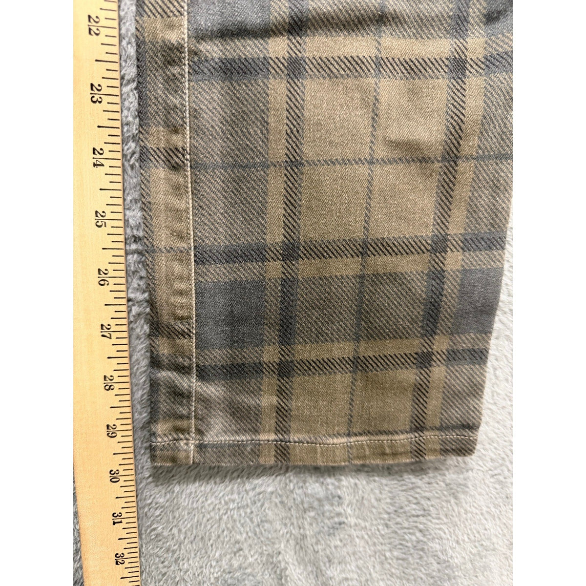 WEWOREWHAT 25 Olive Gray Plaid Straight Leg Jeans Womens Stretch Casual Preppy