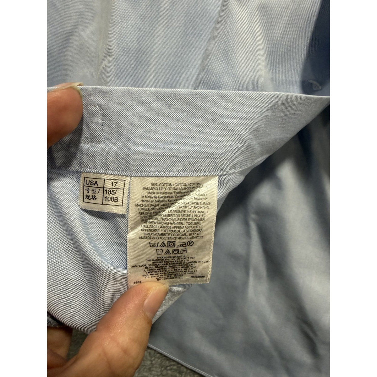 Brooks Brothers Mens 17-4/5 Light Blue Non-Iron Button Down Dress Shirt Preppy