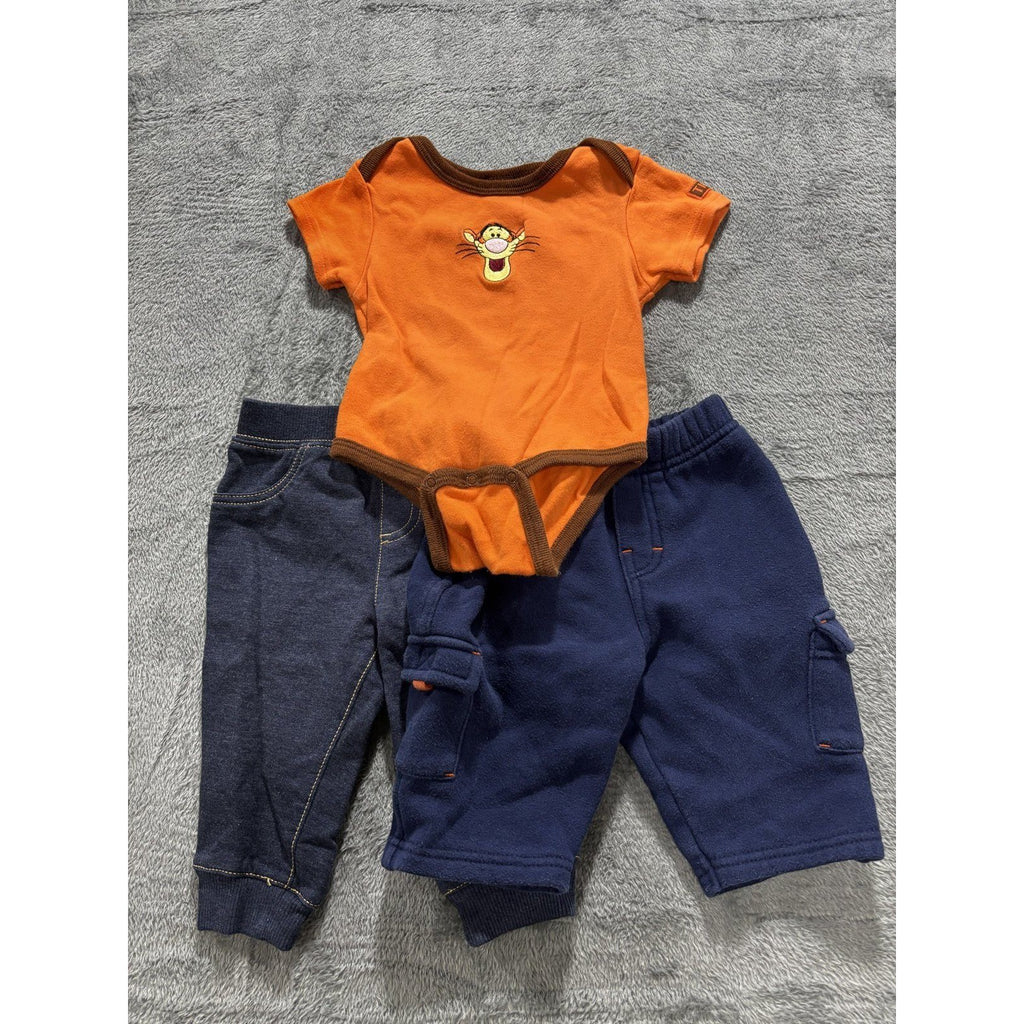 Disney Baby Small Wonders 6-9M 3 Piece Bundle Tigger Bodysuit Pooh Pants