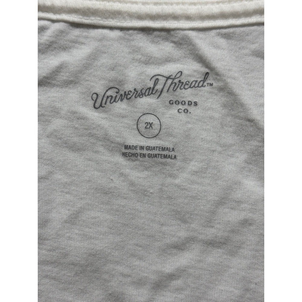 Universal Thread 2X White Womens V-Neck Short Sleeve T-Shirt Casual Minimalist