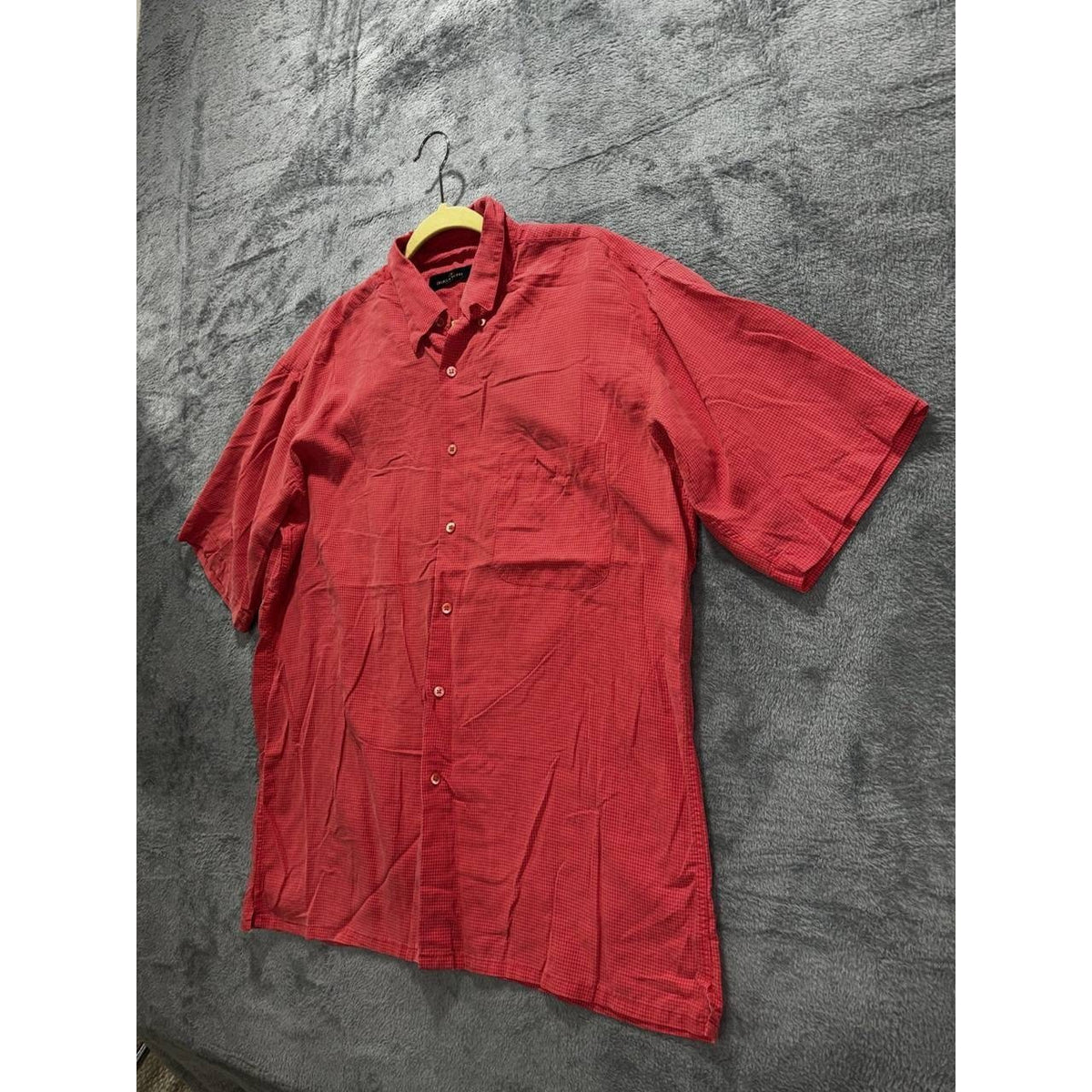 Bugatchi Men's Red Check Short Sleeve Shirt Size L, photo 2 of 9