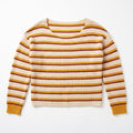 Alya Womens S Cream Mustard Burgundy Striped Ribbed Pullover Sweater