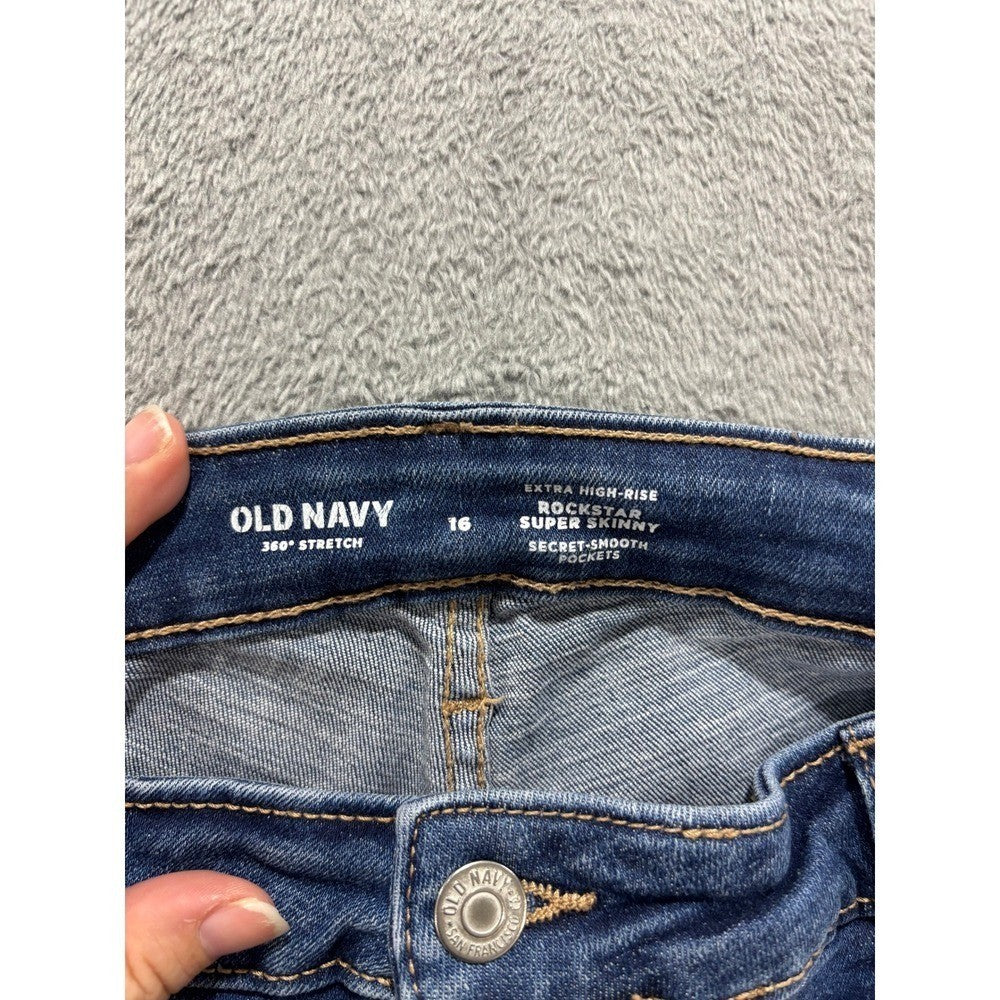 Old Navy 16 Blue Rockstar Super Skinny Extra High Rise Womens Jeans Casual Boho