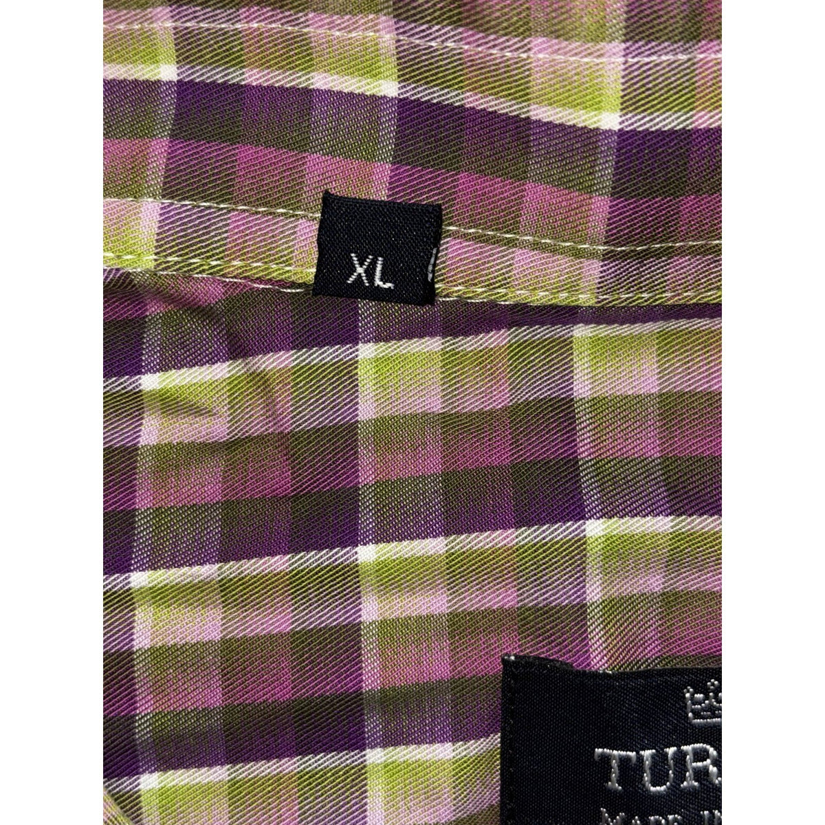 Turrau Men's Purple Green Plaid Shirt Size XL, photo 9 of 10