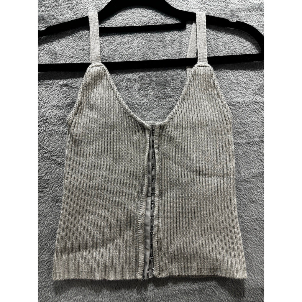 Zara Womens S Bundle 3pc Ribbed Tank Crop Top Gray Red