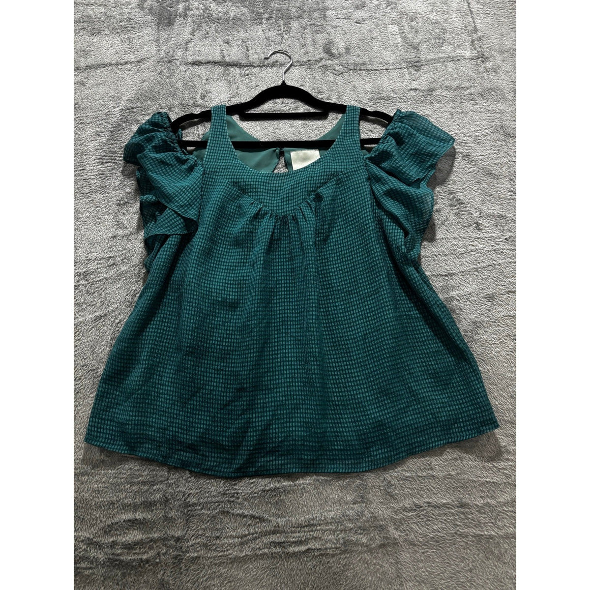 Maeve Womens 2 Teal Cold Shoulder Ruffle Sleeve Blouse