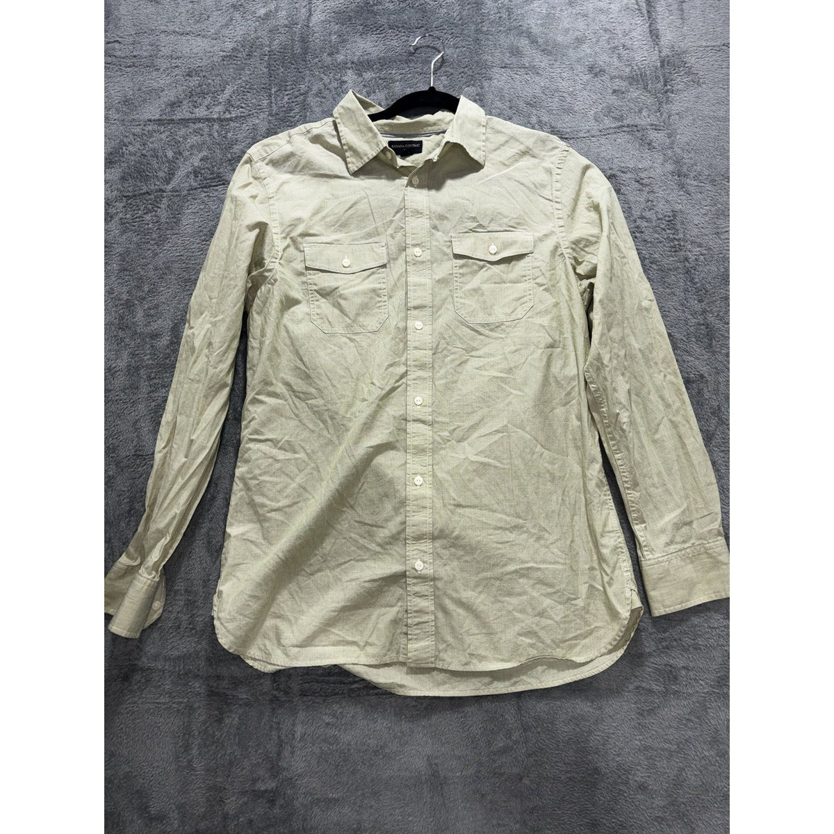 Banana Republic Mens L Khaki Green Long Sleeve Button Up Dress Shirt Casual