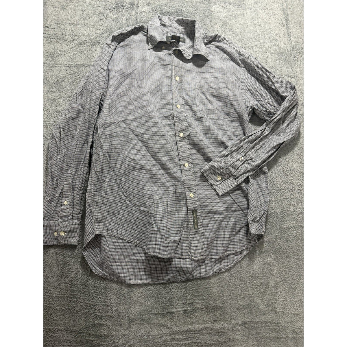 Banana Republic Mens M Gray Navy Micro Check Button Up Shirt Casual