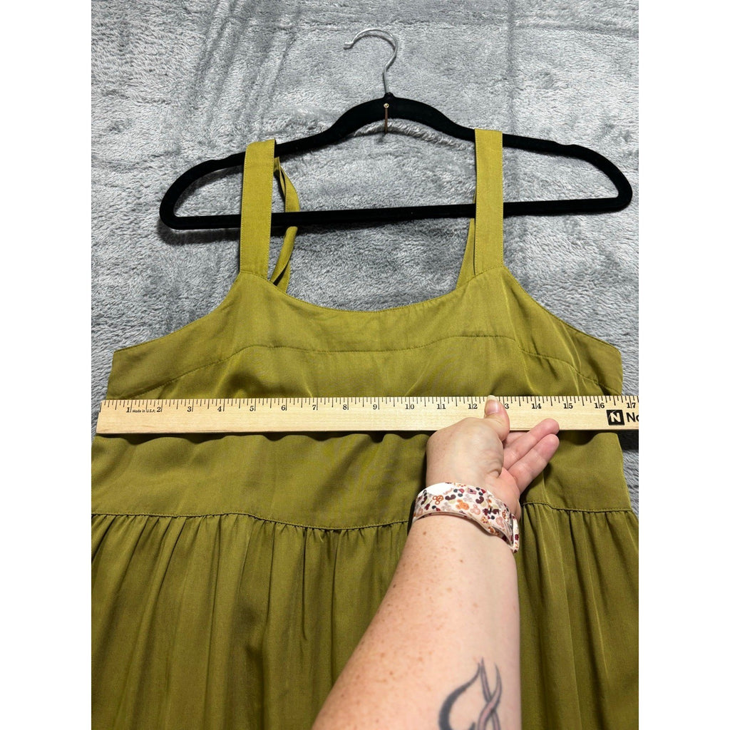 The Drop Womens M Olive Green Tiered Midi Dress Boho Casual