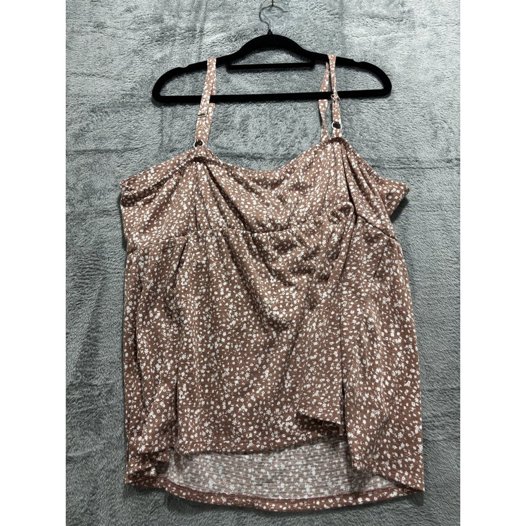 maurices Womens XXL NWT Brown Floral Tie Front Cami Top Casual