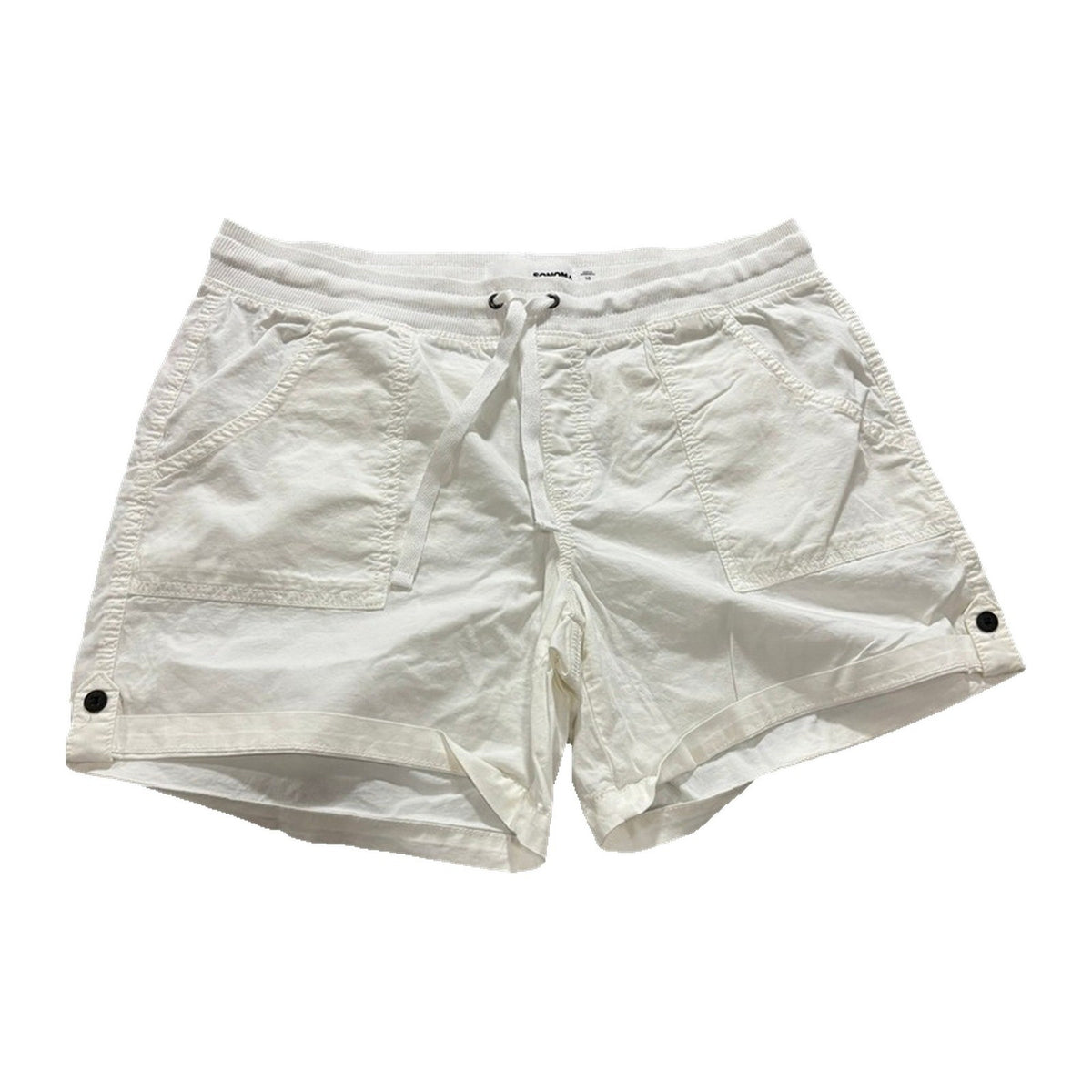 Sonoma 16 Womens White Cargo Shorts Casual Boho Cotton Stretch Drawstring 5"