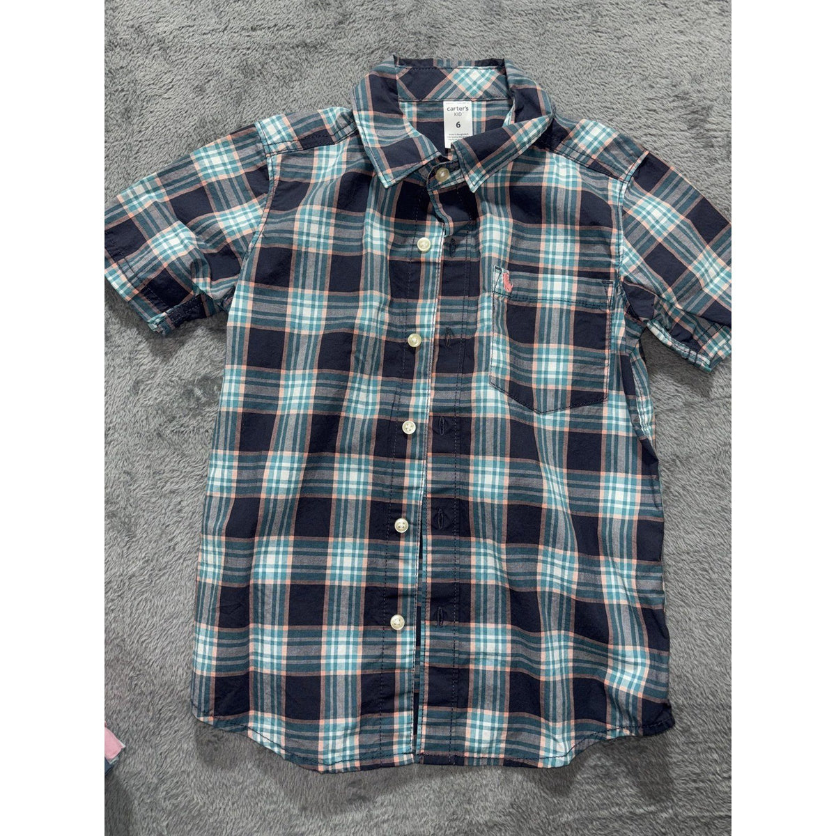 OshKosh B'gosh Carter's Boys Size 6 4 Piece Bundle Button Up Shirts Aqua Plaid