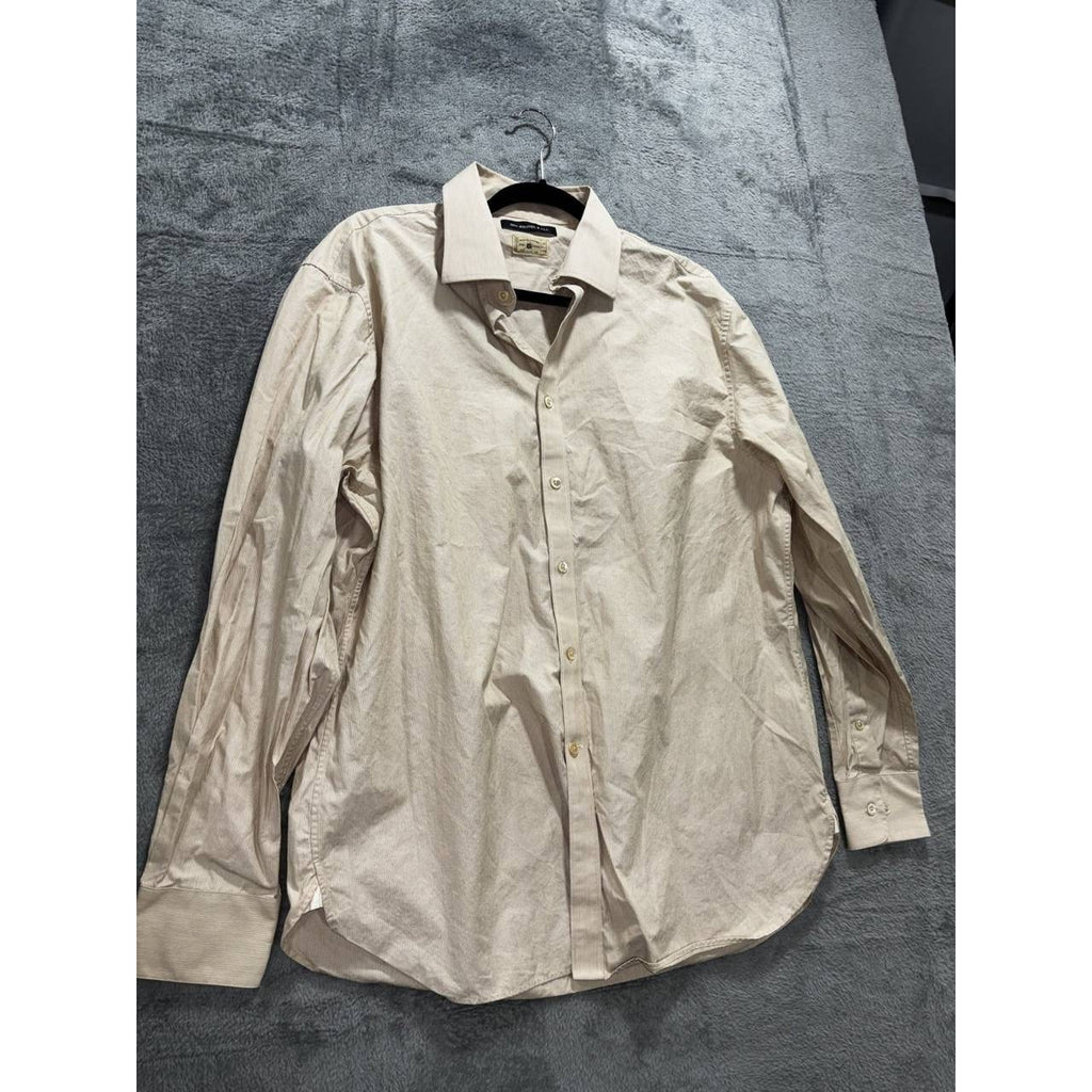 John Varvatos Men's Tan Striped Dress Shirt 17 Long, photo 3 of 9