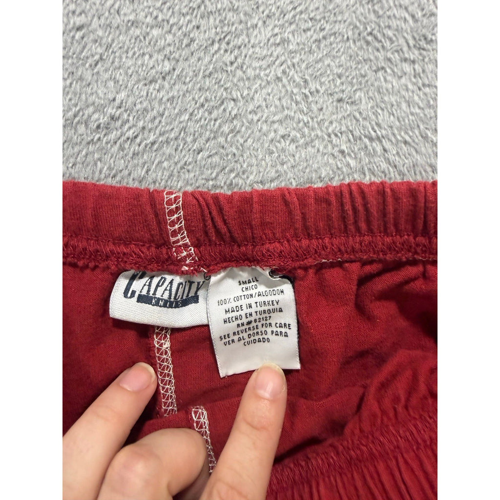 Capacity Knits S Red Cotton Drawstring Midi Skirt Womens Casual Vintage Boho