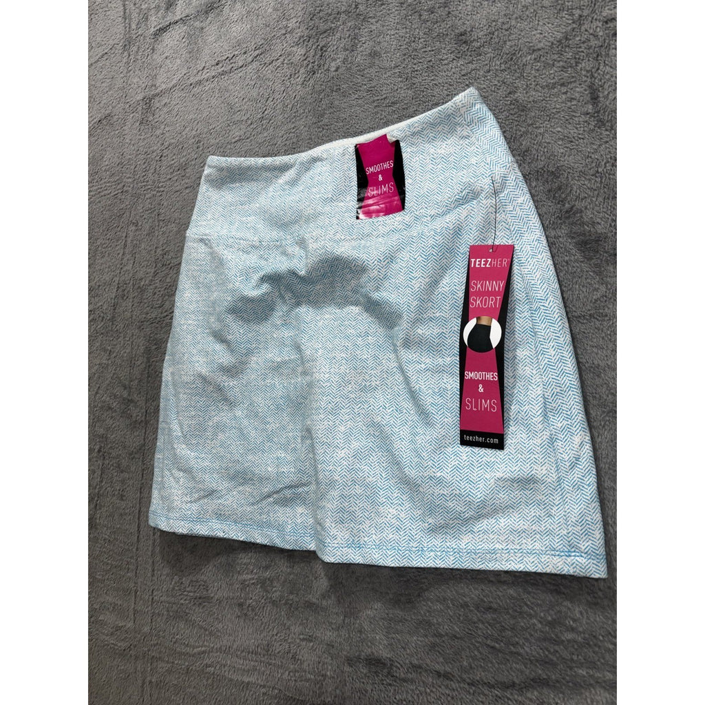 Teez-Her Women's Light Blue Herringbone Skort Size S, photo 3 of 14