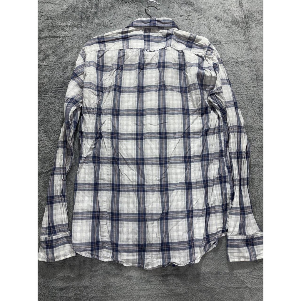Hugo Boss Men's Navy White Plaid Shirt Size XL, photo 6 of 10