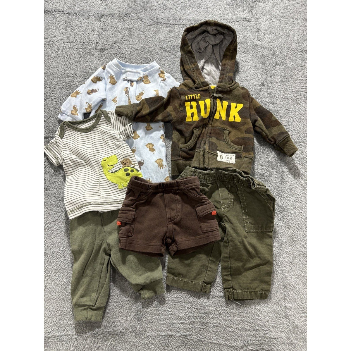 Carter's Child of Mine Baby Boy NB 6 Piece Bundle Sleeper Hoodie Pants