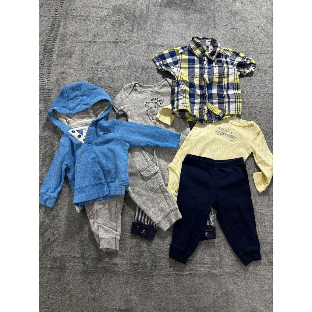 Carter's Baby Boy Hoodie Plaid Shirt Lot 7 Pcs 9M