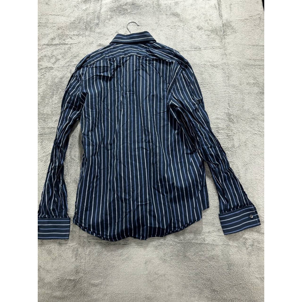 Express Men's Navy Striped Dress Shirt Size XL, photo 6 of 9