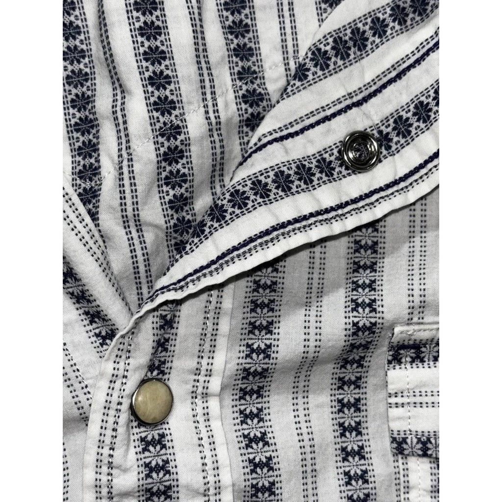 Lucky Brand Men's White Navy Stripe Western Shirt L, photo 9 of 9