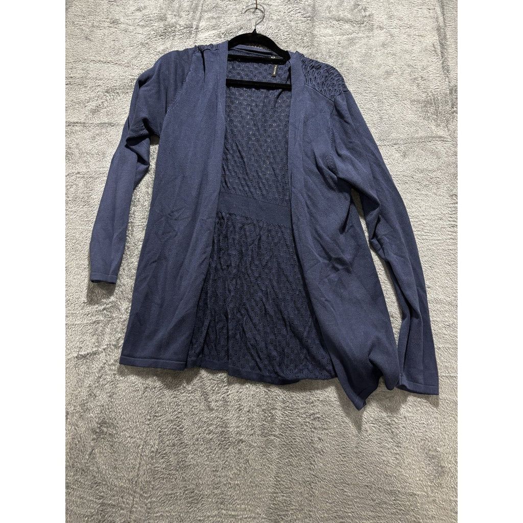 maurices Womens XL Navy Blue Open Front Cardigan Pointelle Back Casual Preppy