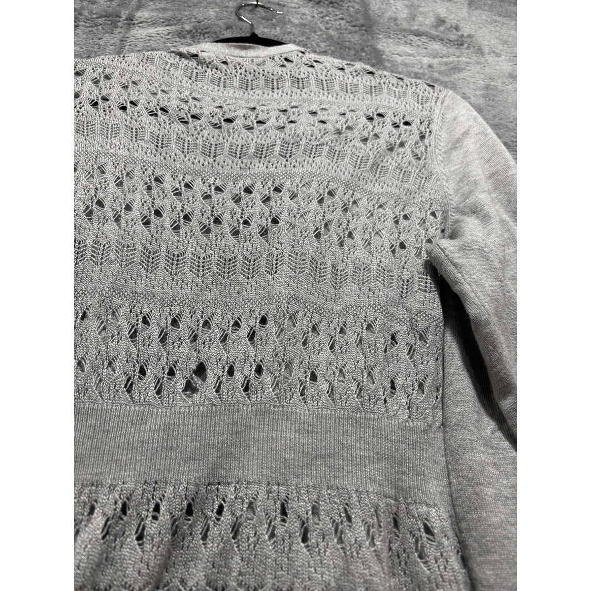 maurices Womens XL Heather Gray Open Front Cardigan Pointelle Knit Casual Cozy
