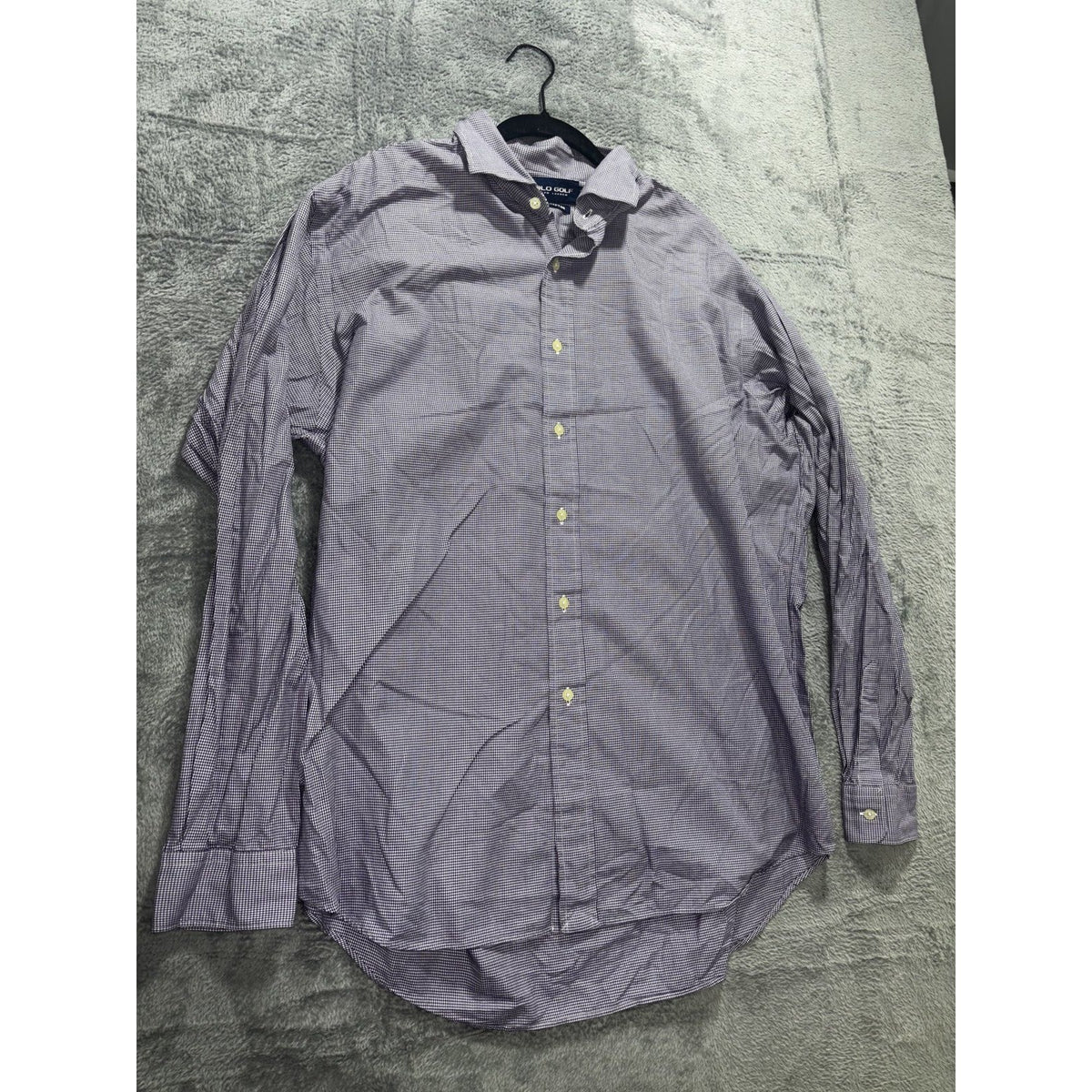 Polo Golf Ralph Lauren Mens L Purple Houndstooth Long Sleeve Button Up Shirt