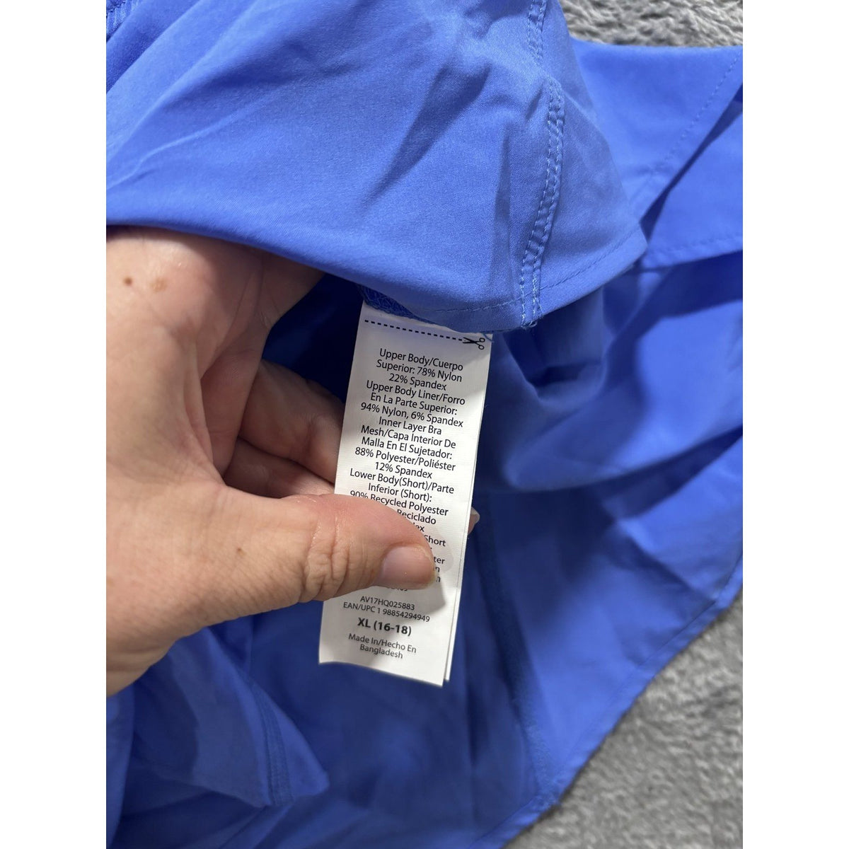 Avia Womens XL 16-18 Periwinkle Blue Athletic Romper Built In Shorts Activewear