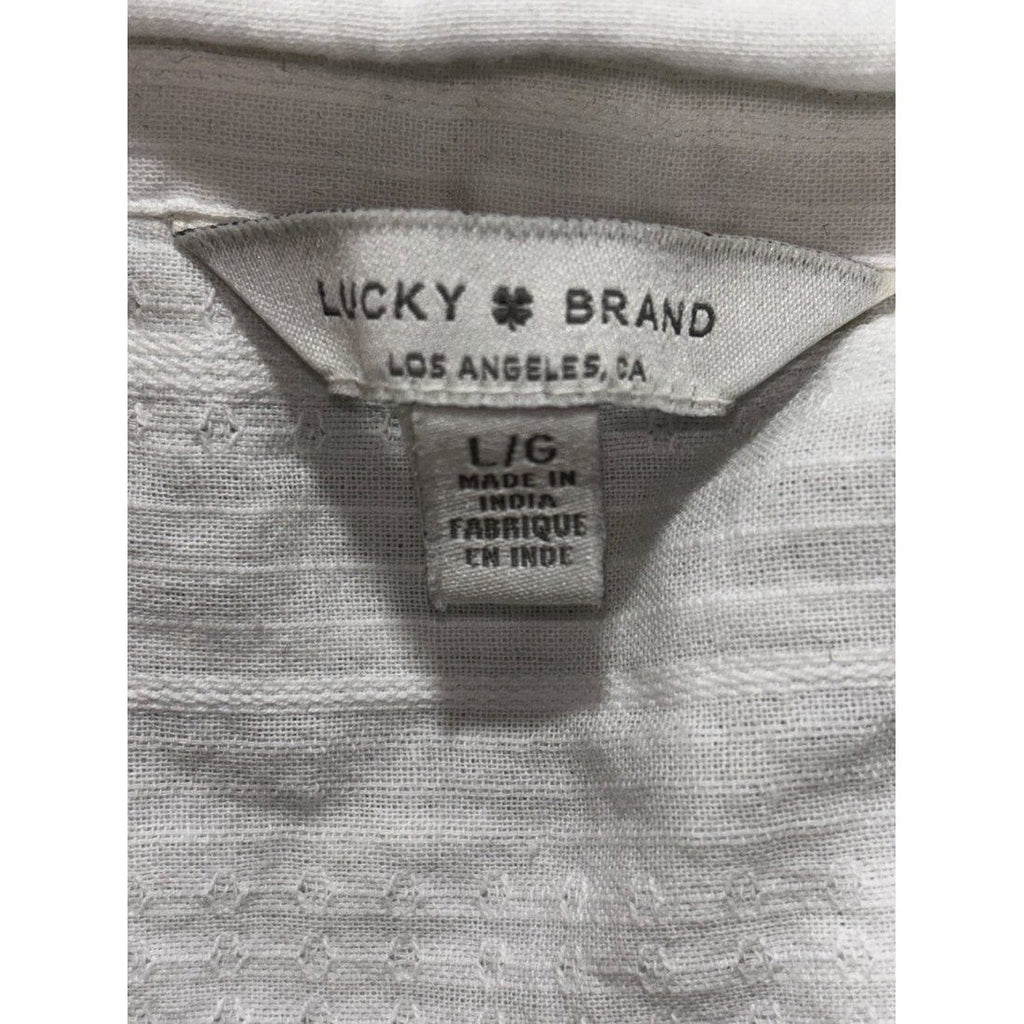 Lucky Brand Women's White Striped Shirt Size L, photo 6 of 7