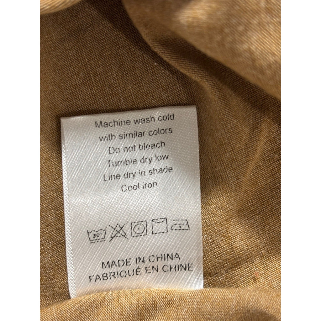 Womens Camel Tan Henley Cami Tank Top Sleeveless Casual Boho Minimalist