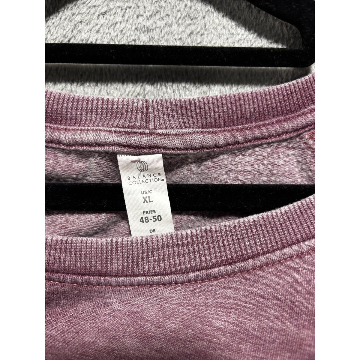Balance Collection Womens XL Mauve Crewneck Sweatshirt Raglan Casual Athleisure