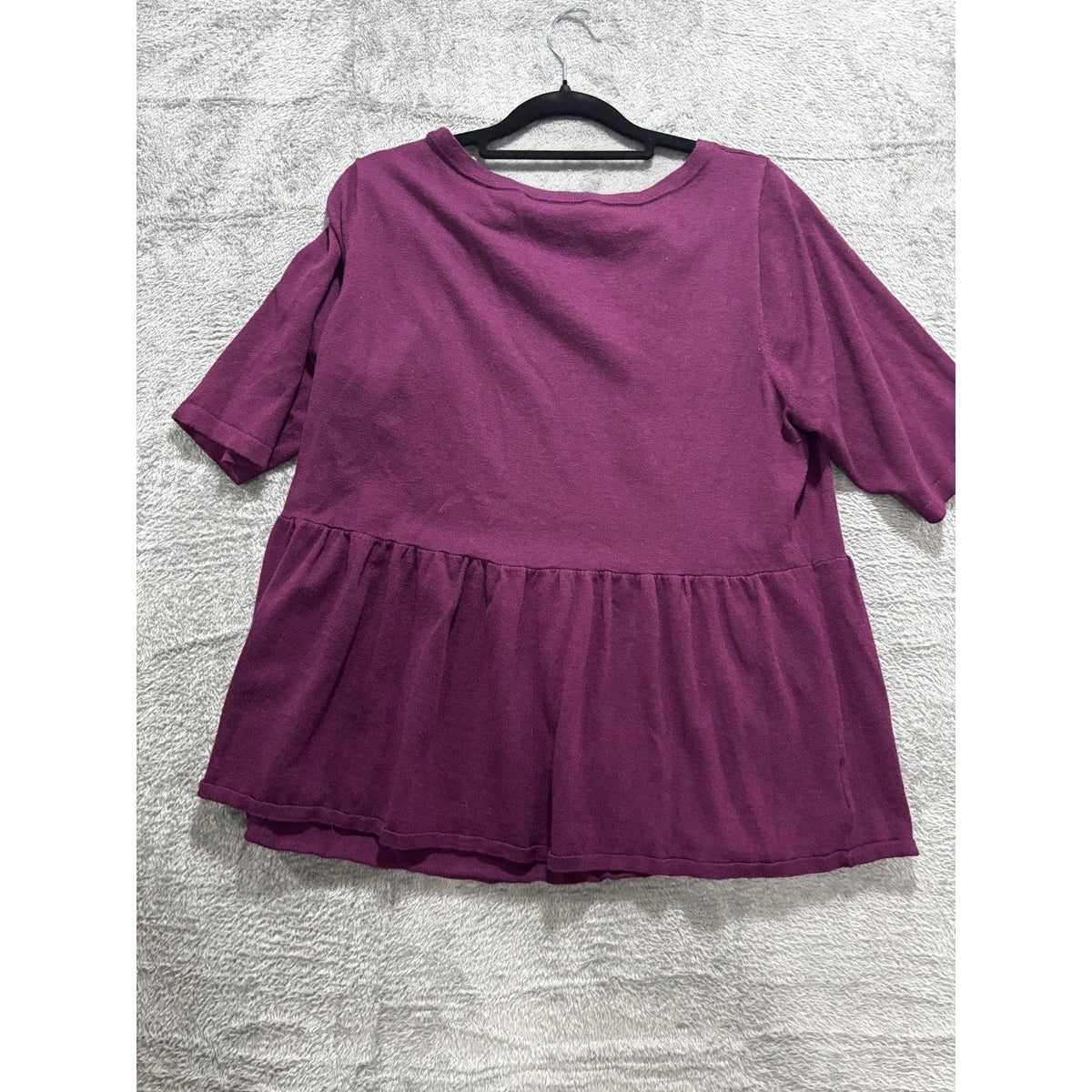 Ann Taylor Loft Womens XL Plum Purple Peplum Top Short Sleeve Casual