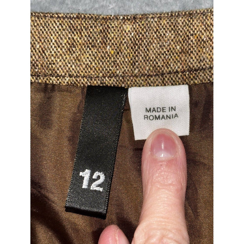 Women's Brown Tweed Wool Blend A-Line Skirt Size 12, photo 8 of 11
