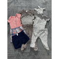 Carter's Baby 6M 9 Piece Bundle Cardigan Bodysuits Pants Shorts Hat Gray Brown