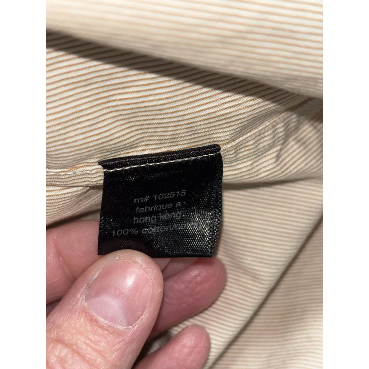 John Varvatos Men's Tan Striped Dress Shirt 17 Long, photo 9 of 9