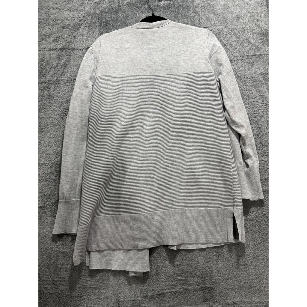 Time and Tru Womens L 12-14 Heather Gray Open Front Cardigan Pockets Casual