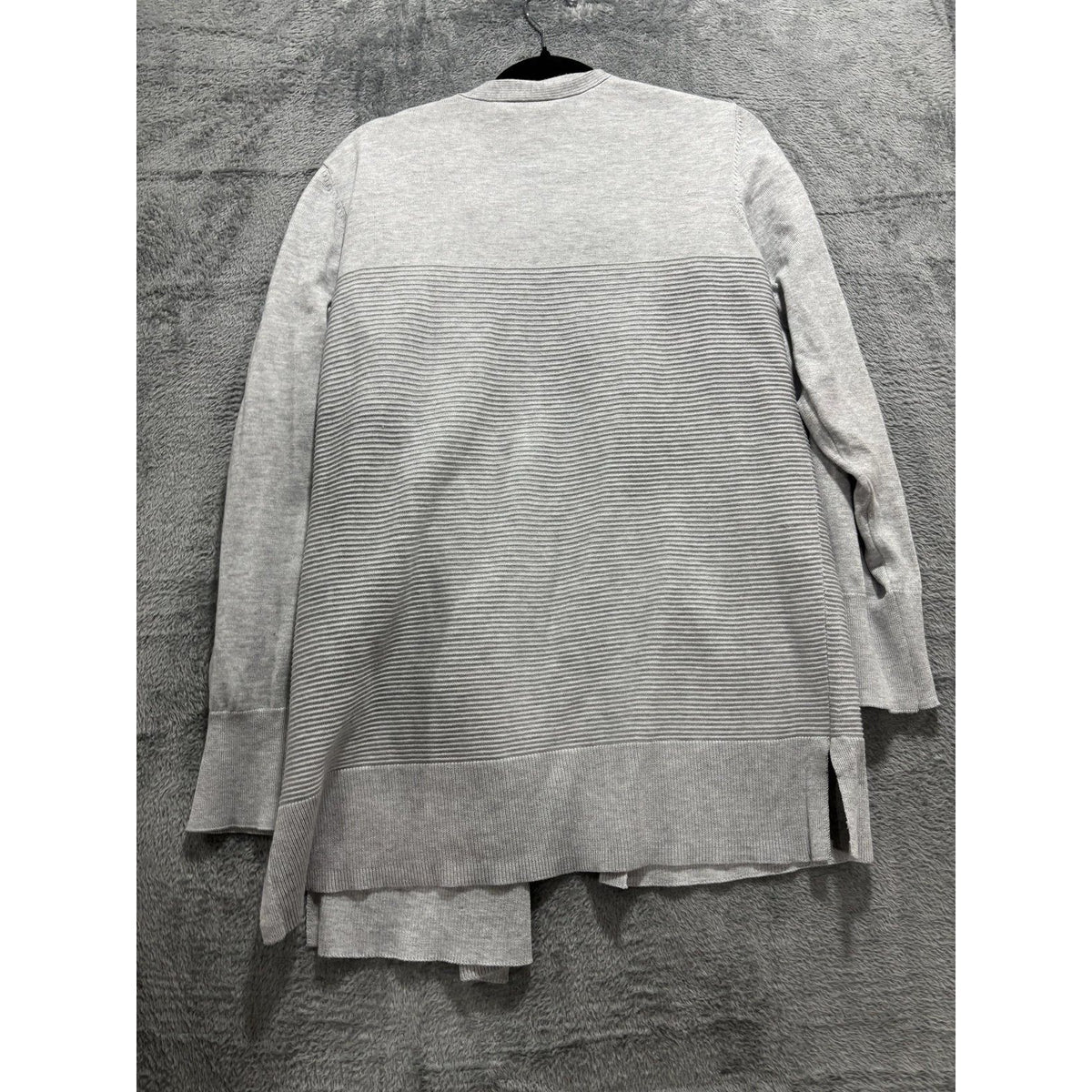 Time and Tru Womens L 12-14 Heather Gray Open Front Cardigan Pockets Casual