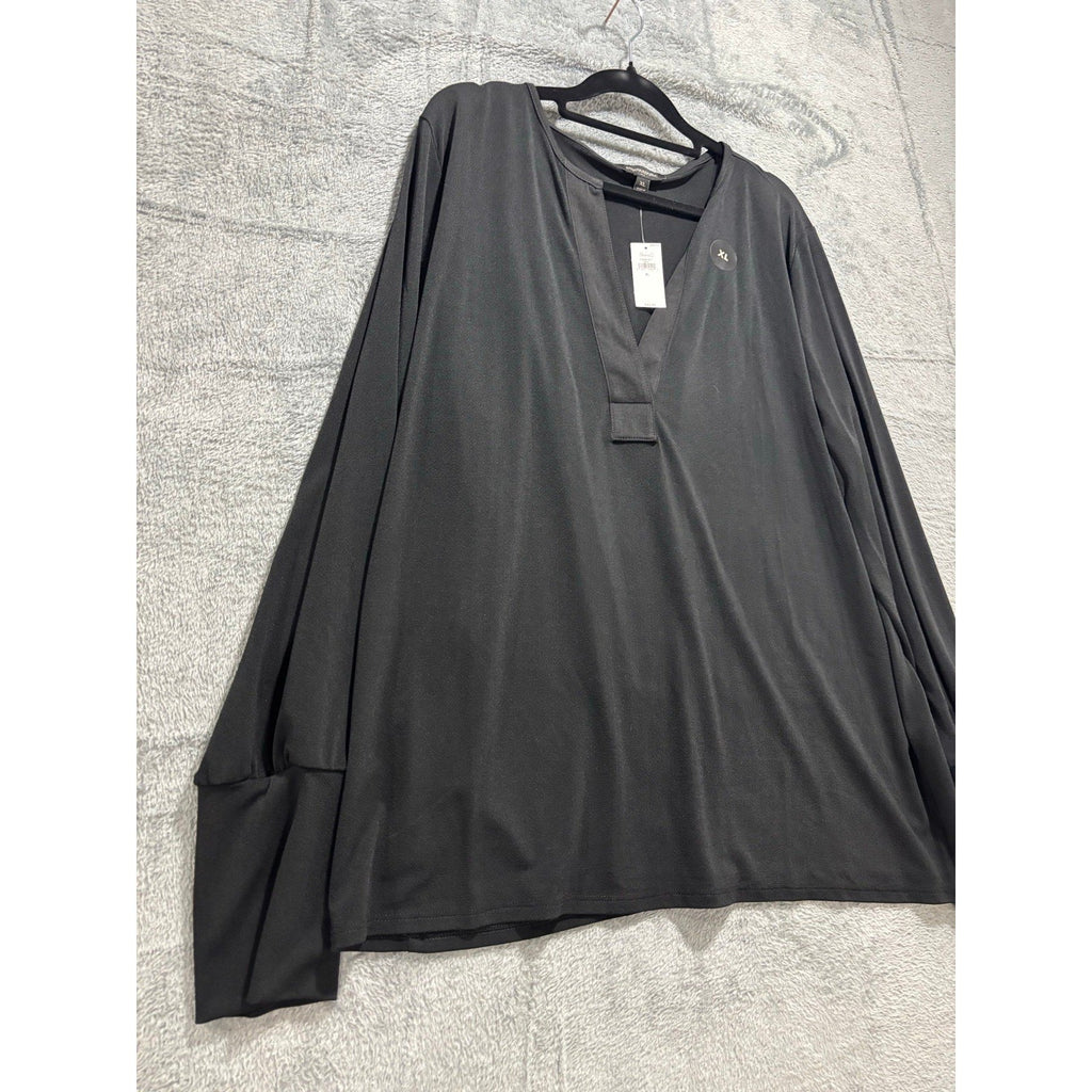 Banana Republic XL Black Womens V-Neck Long Sleeve Tunic Top Casual Cozy